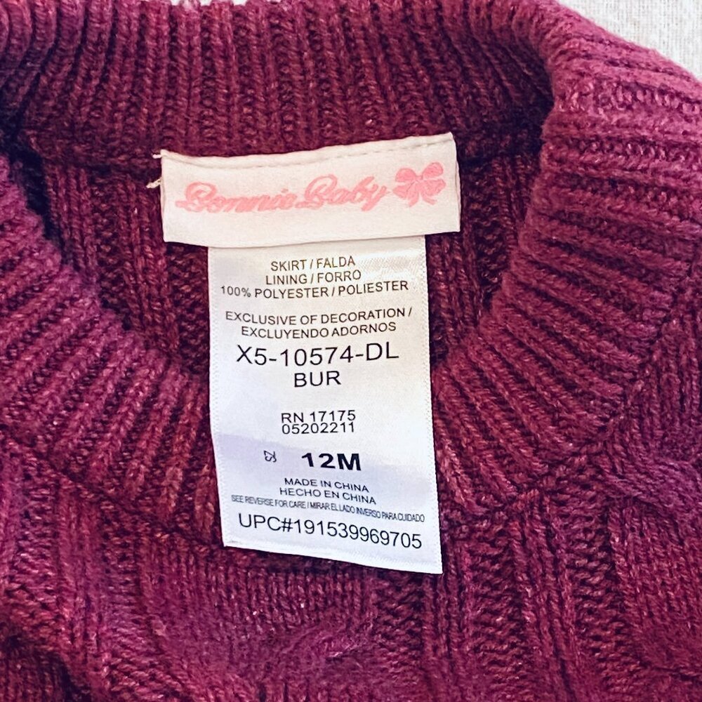 Bonnie Baby dress Girls 12 Months burgundy polyester ruffle crinoline holiday - Picture 6 of 6